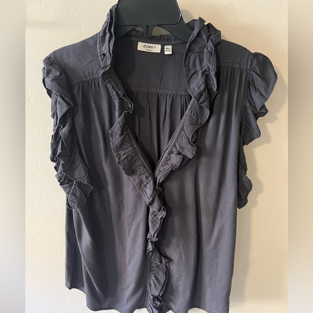 dylan Black Ruffle Blouse - Picture 2 of 3